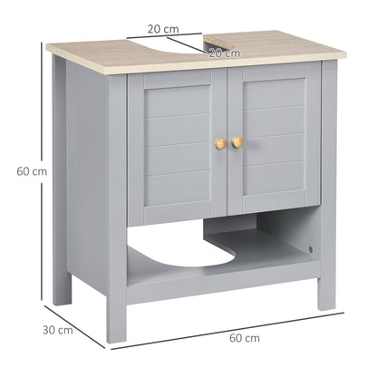 kleankin Bathroom Under Sink Cabinet with Adjustable Shelf, White, Grey