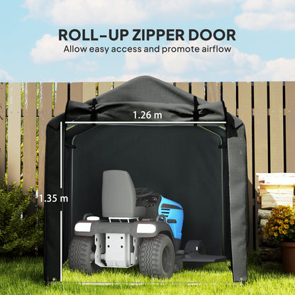 Garden Tool Storage Shed with Roll-up Zipper Door, Black