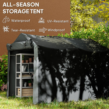 Garden Tool Storage Shed with Roll-up Zipper Door, Black