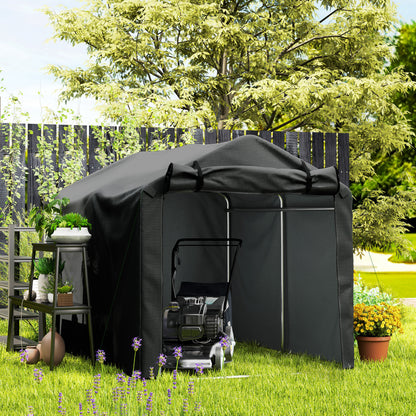 Garden Tool Storage Shed with Roll-up Zipper Door, Black