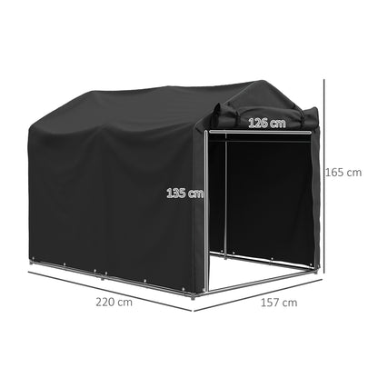 Garden Tool Storage Shed with Roll-up Zipper Door, Black