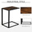 C-Shaped Side Table, Sofa End Table with Metal Frame, Accent Couch Table for Living room, Bedroom, Brown and Black