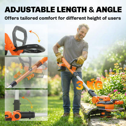 Cordless Strimmer with 2 x 4.0Ah Lithium Batteries & Charger