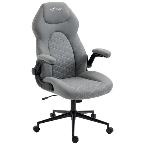 Home Office Desk Chair, Computer Chair with Flip Up Armrests, Swivel Seat and Tilt Function, Grey