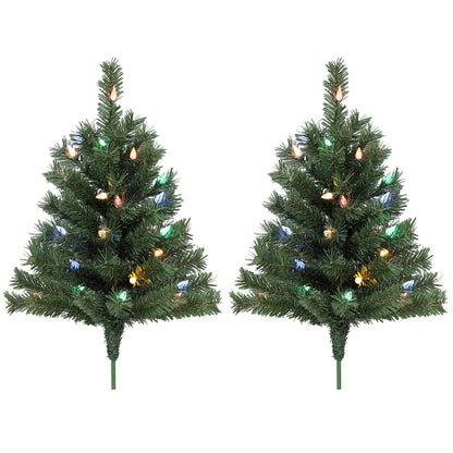 60 cm Prelit Christmas Tree, 2 Packs, 130 Tips, Ground Stakes, Green