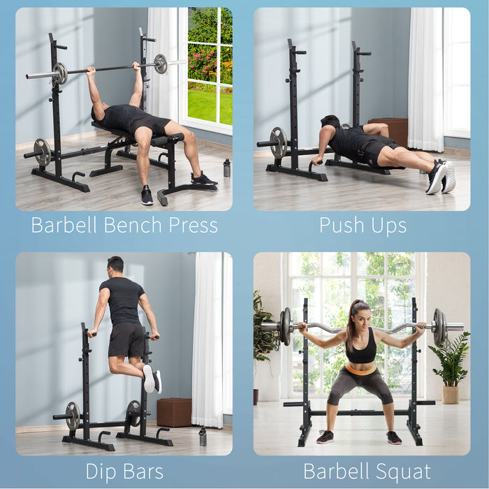 Multifunction Barbell Squat Rack Adjustable Height Weight Lifting