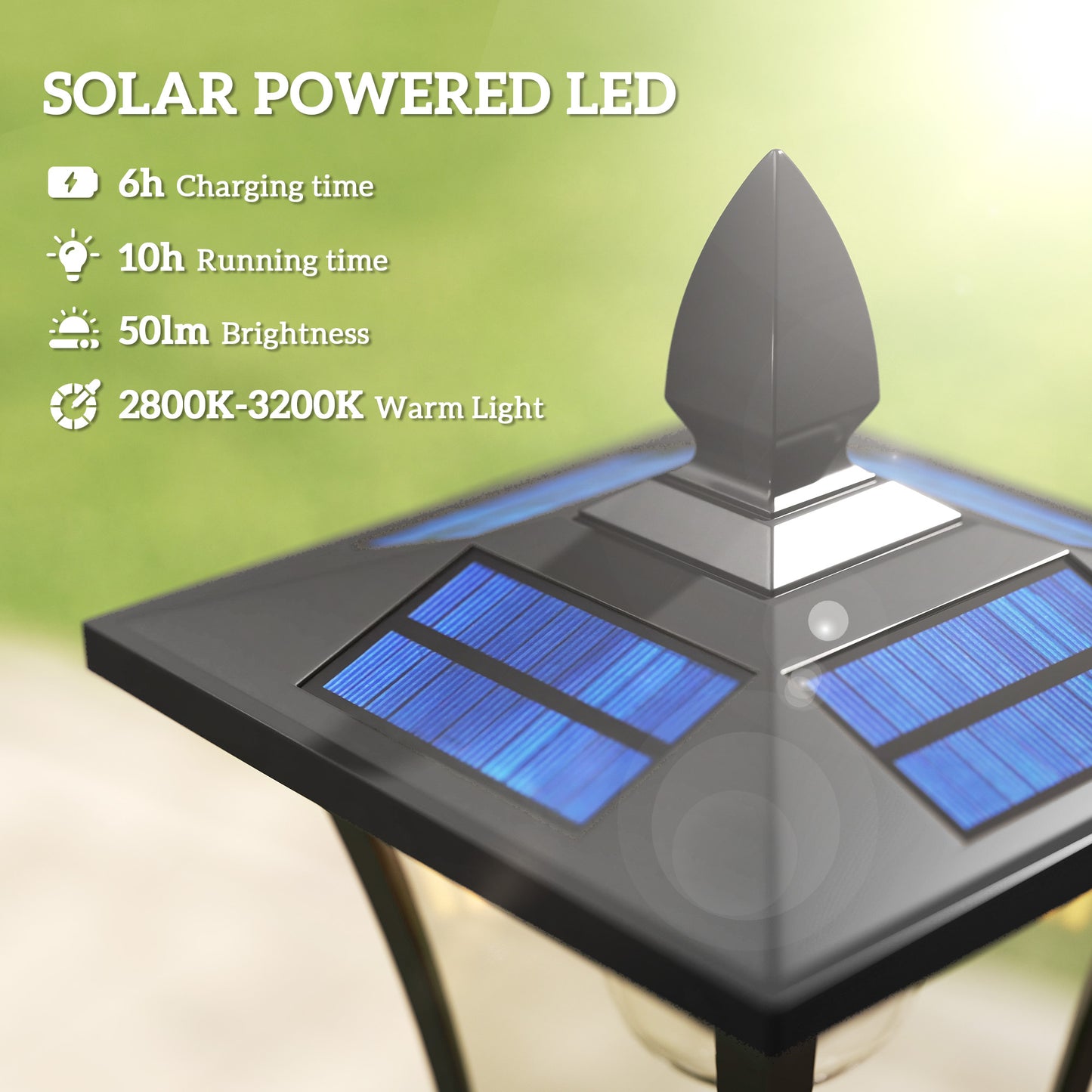 160cm Garden Solar Lamp Post Light, LED Solar Light Post, Black