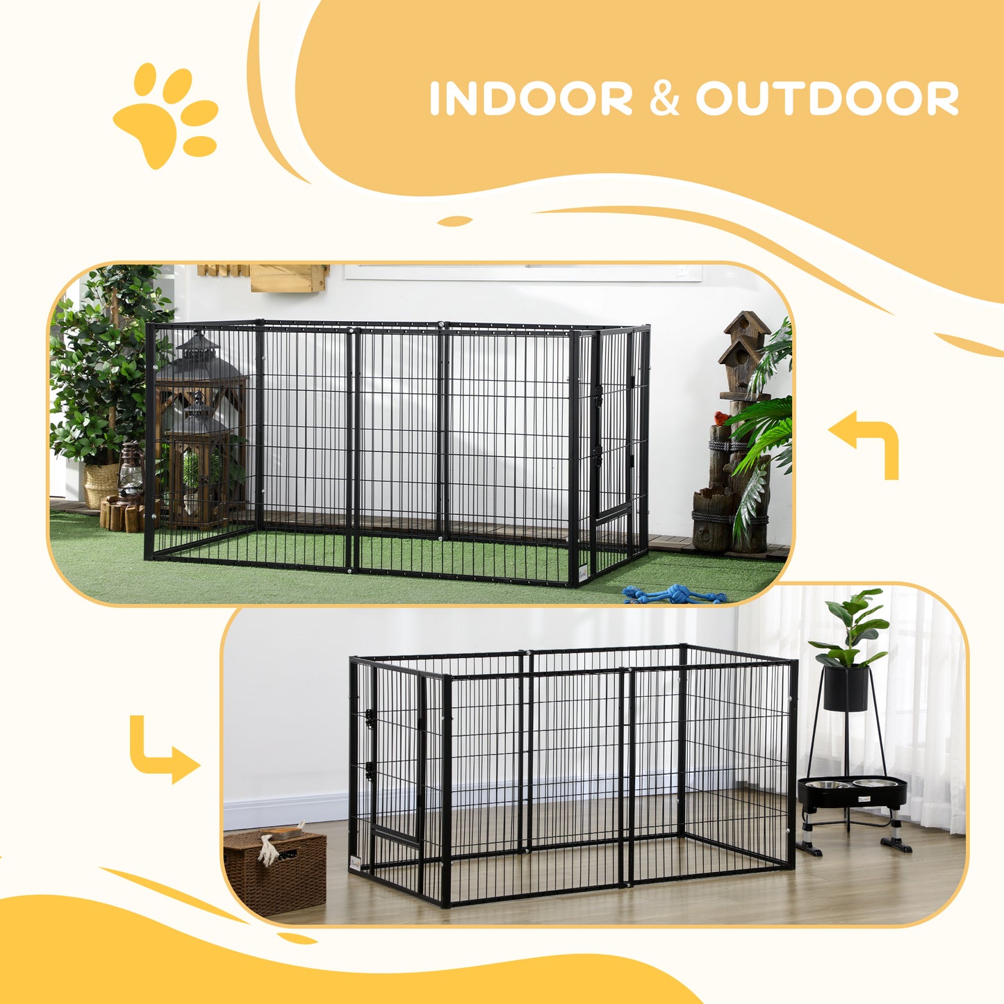 82.5-150 cm x 81 cm Heavy Duty Pet Playpen, 6 Panel Exercise Pen for Dogs, Adjustable Length, Small and Medium Sized Dogs