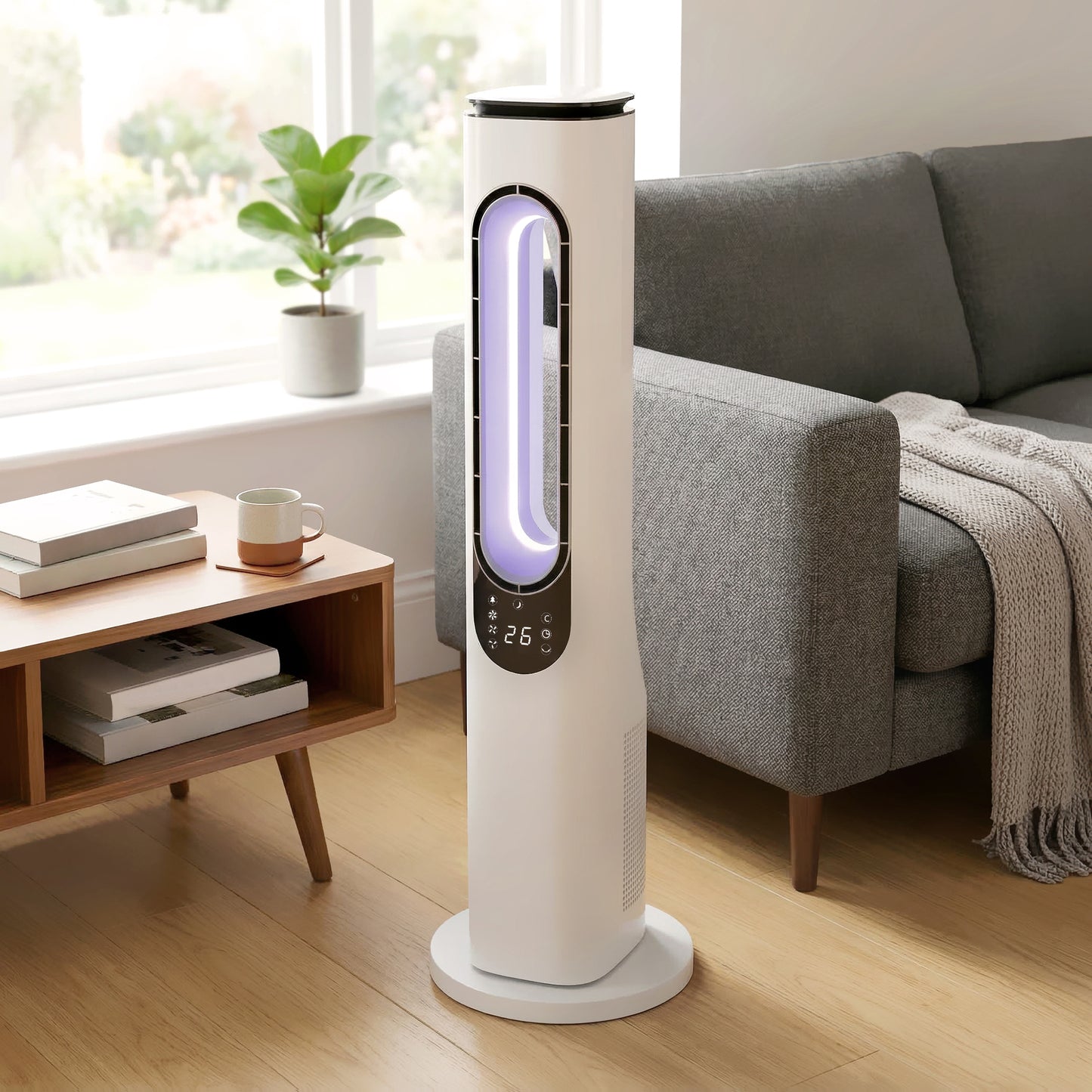 Bladeless Tower Fan, 35dB Standing Cooling Fan with 50° Oscillating