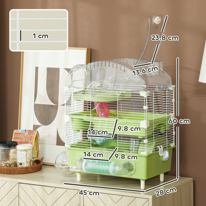 3-Tier Hamster Cage, Hamster Habitat with Accessories, Green