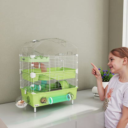 3-Tier Hamster Cage, Hamster Habitat with Accessories, Green
