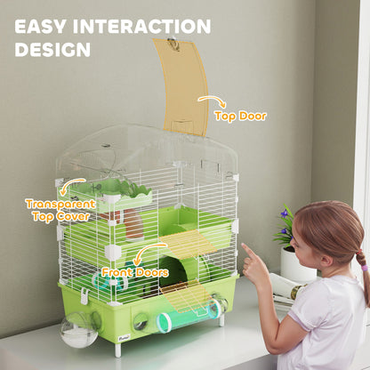 3-Tier Hamster Cage, Hamster Habitat with Accessories, Green
