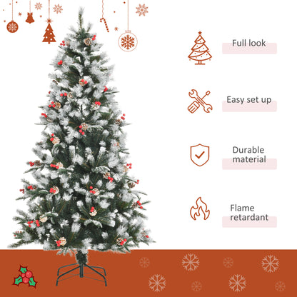 6FT Artificial Snow Dipped Christmas Tree Xmas Holiday Pencil Tree Green