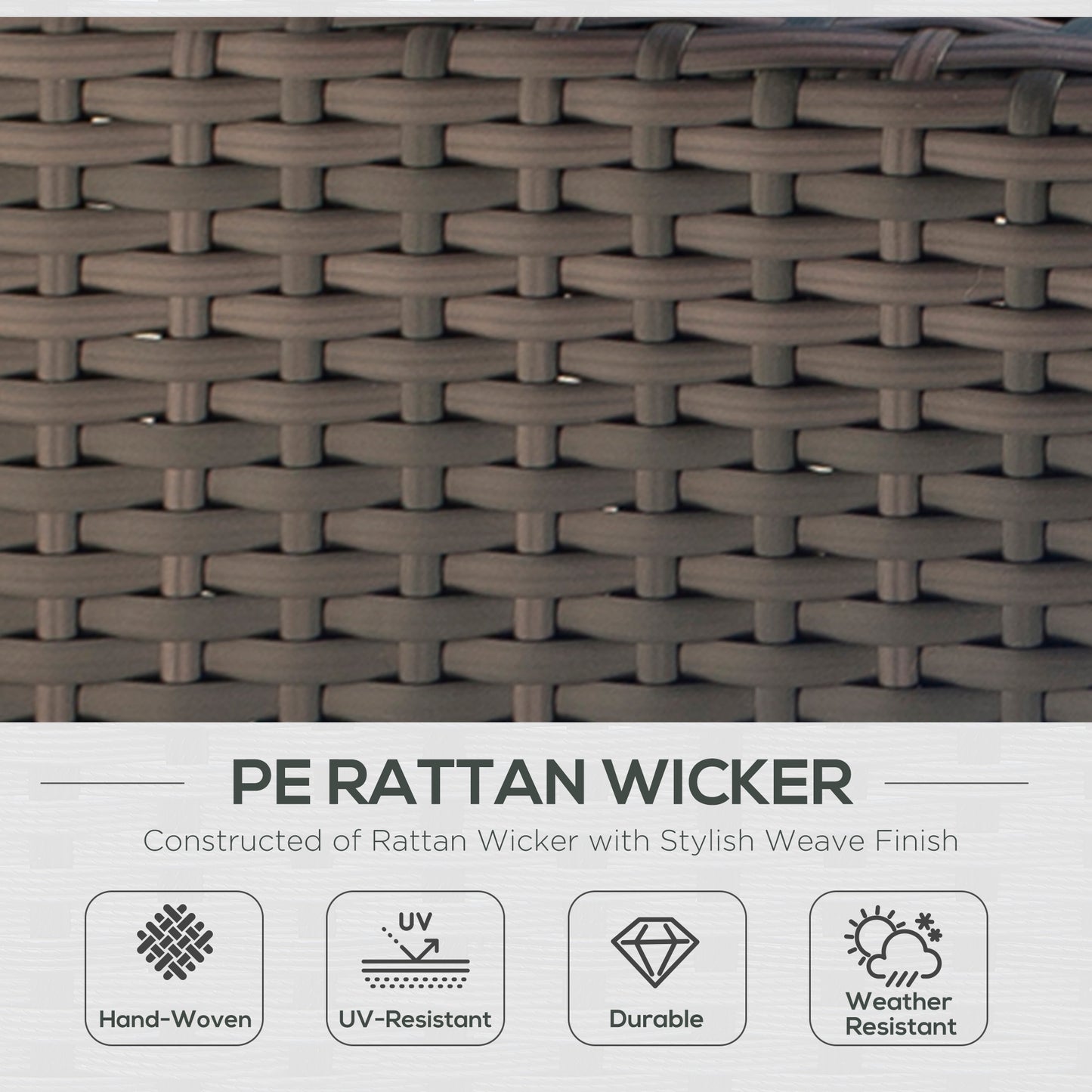 Rattan Wicker 2-seat Loveseat Padded Garden Furniture Brown