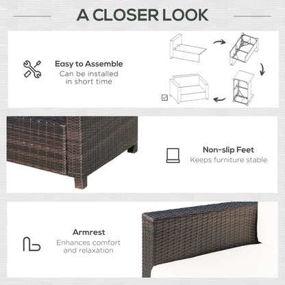 Rattan Wicker 2-seat Loveseat Padded Garden Furniture Brown