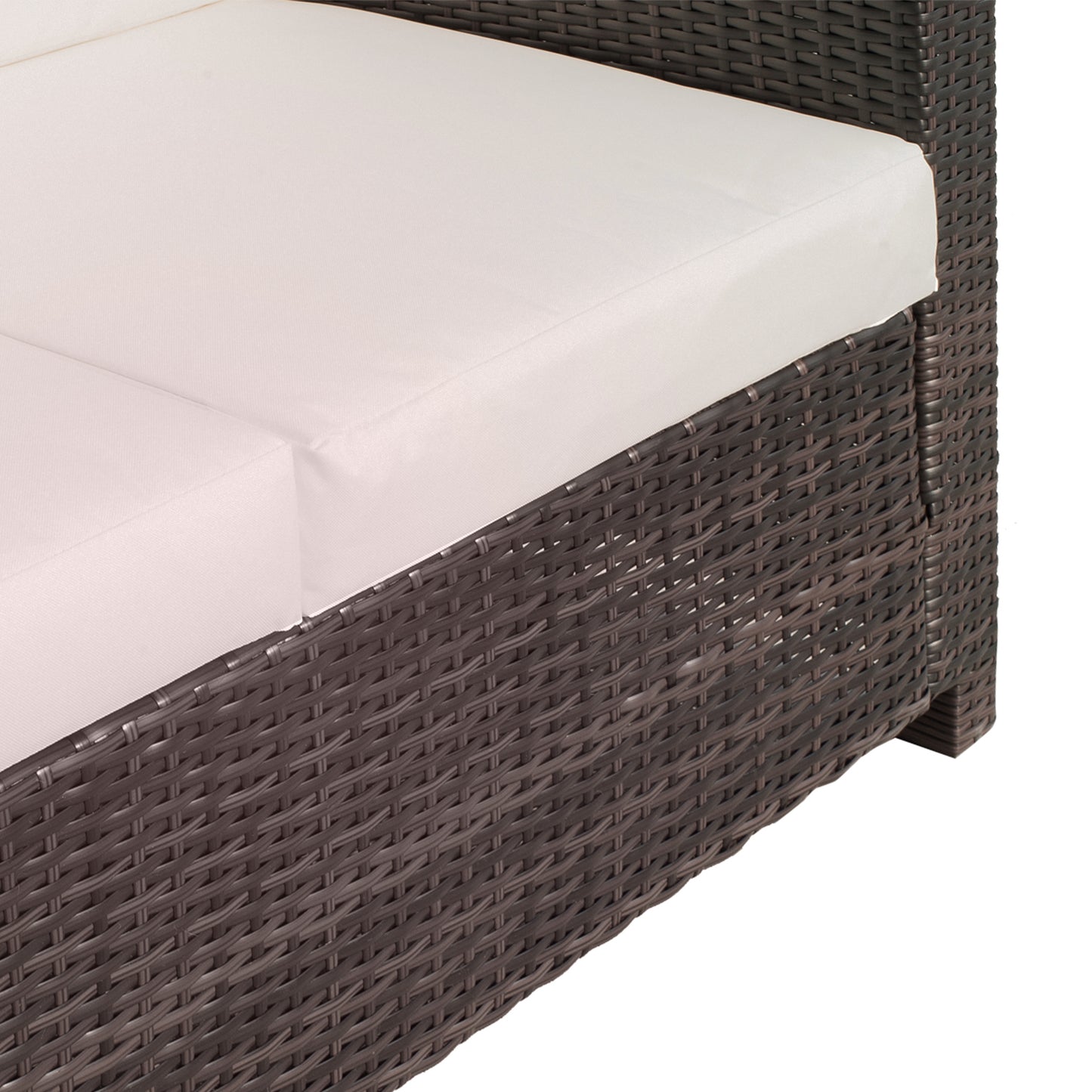 Rattan Wicker 2-seat Loveseat Padded Garden Furniture Brown