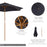 2.5m Wooden Garden Patio Parasol Umbrella-Black