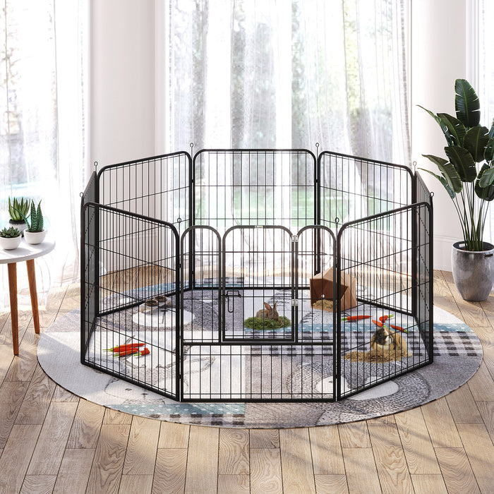 Heavy Duty 8 Panel Dog Play Pen Pet Playpen for Puppy Rabbit Enclosure Foldable Indoor Outdoor 80 x 80 cm