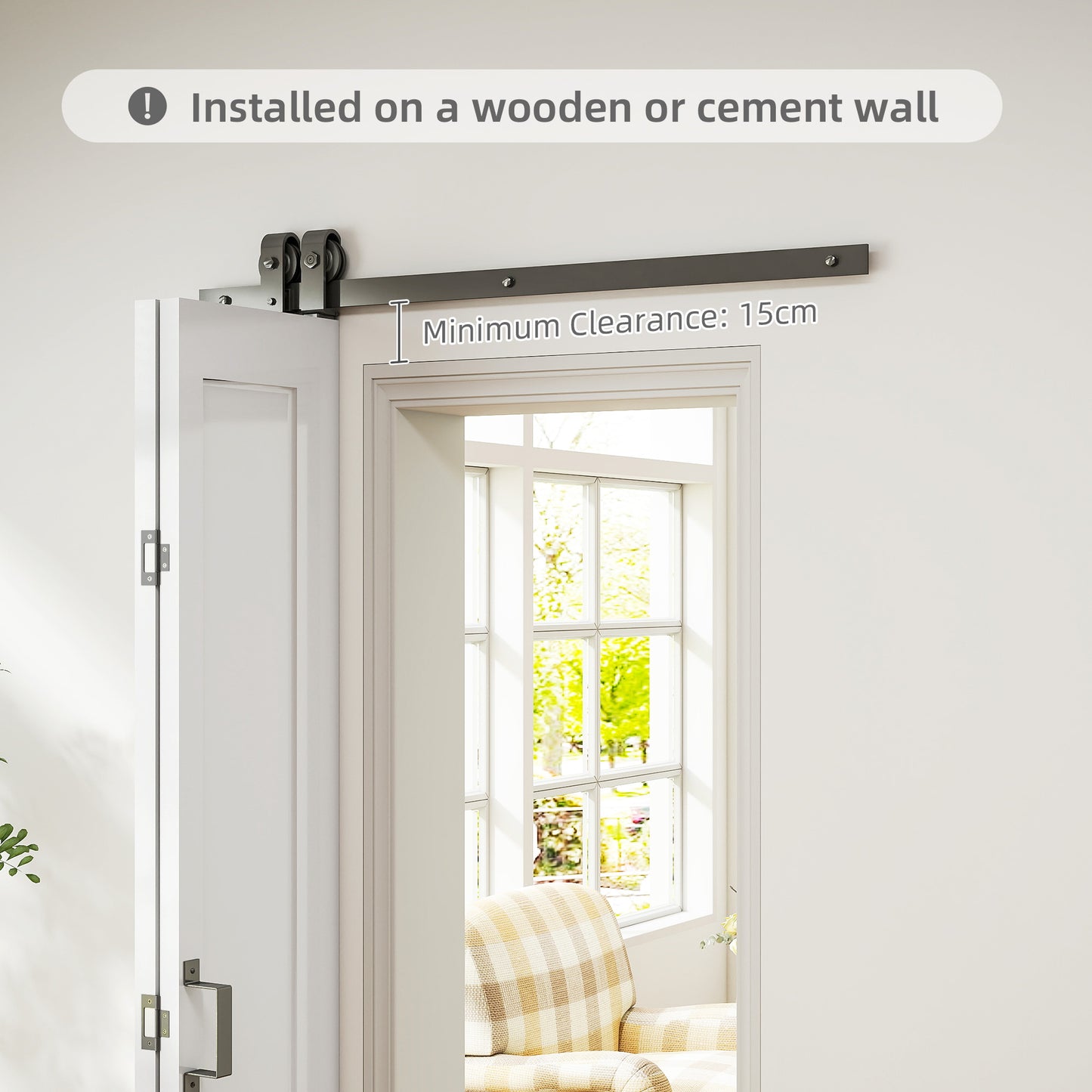 70cm Modern Sliding Door Set Kit with Carbon Steel Rail, Opaque Home Decoration, DIY Office Style, White