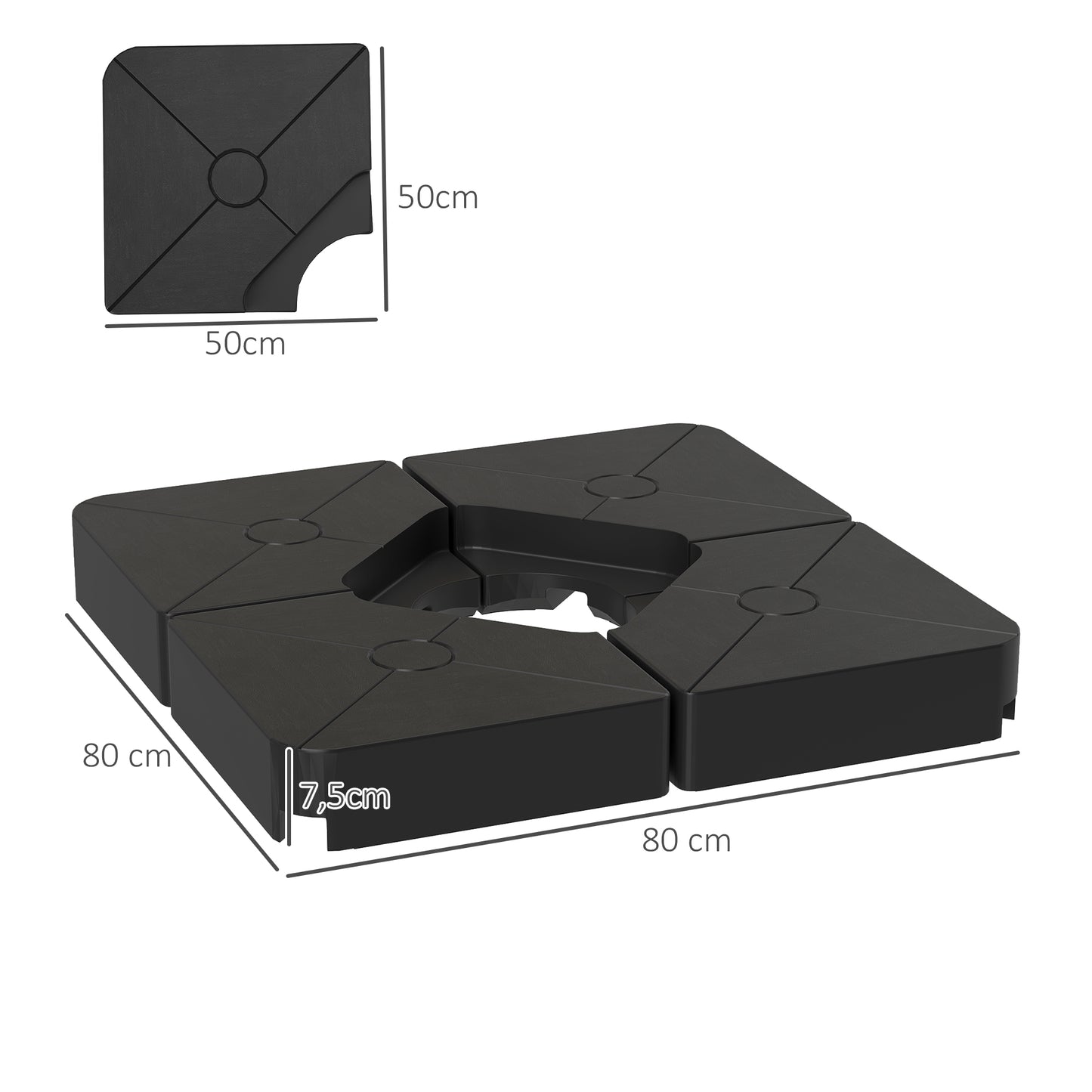 Umbrella Weights for Offset Parasols, 64kg Sand/55kg Water Filled