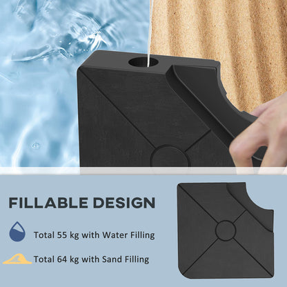 Umbrella Weights for Offset Parasols, 64kg Sand/55kg Water Filled