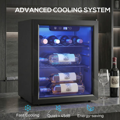 48L Tabletop Wine Cooler for 16 Bottles with Reversible Door - Black