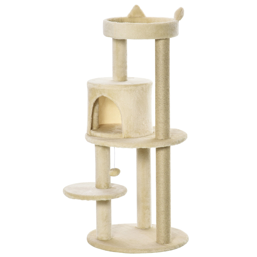 Cat Tree Tower Scratching Post with Sisal Pet Activity Centre Beige 48 x 48 x 104cm