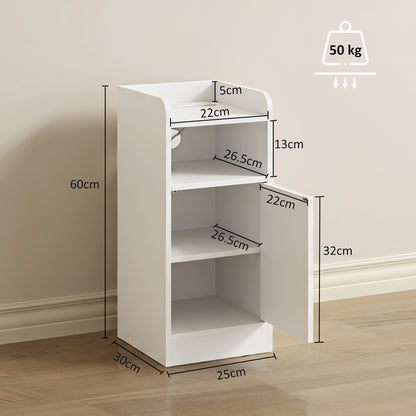 Slim Bedside Table Set of 2 with Charging Station, White