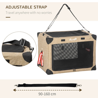 Collapsible Dog Crate Foldable Pet Carrier for Cats Small Dog 65x45x45cm