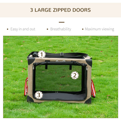 Collapsible Dog Crate Foldable Pet Carrier for Cats Small Dog 65x45x45cm