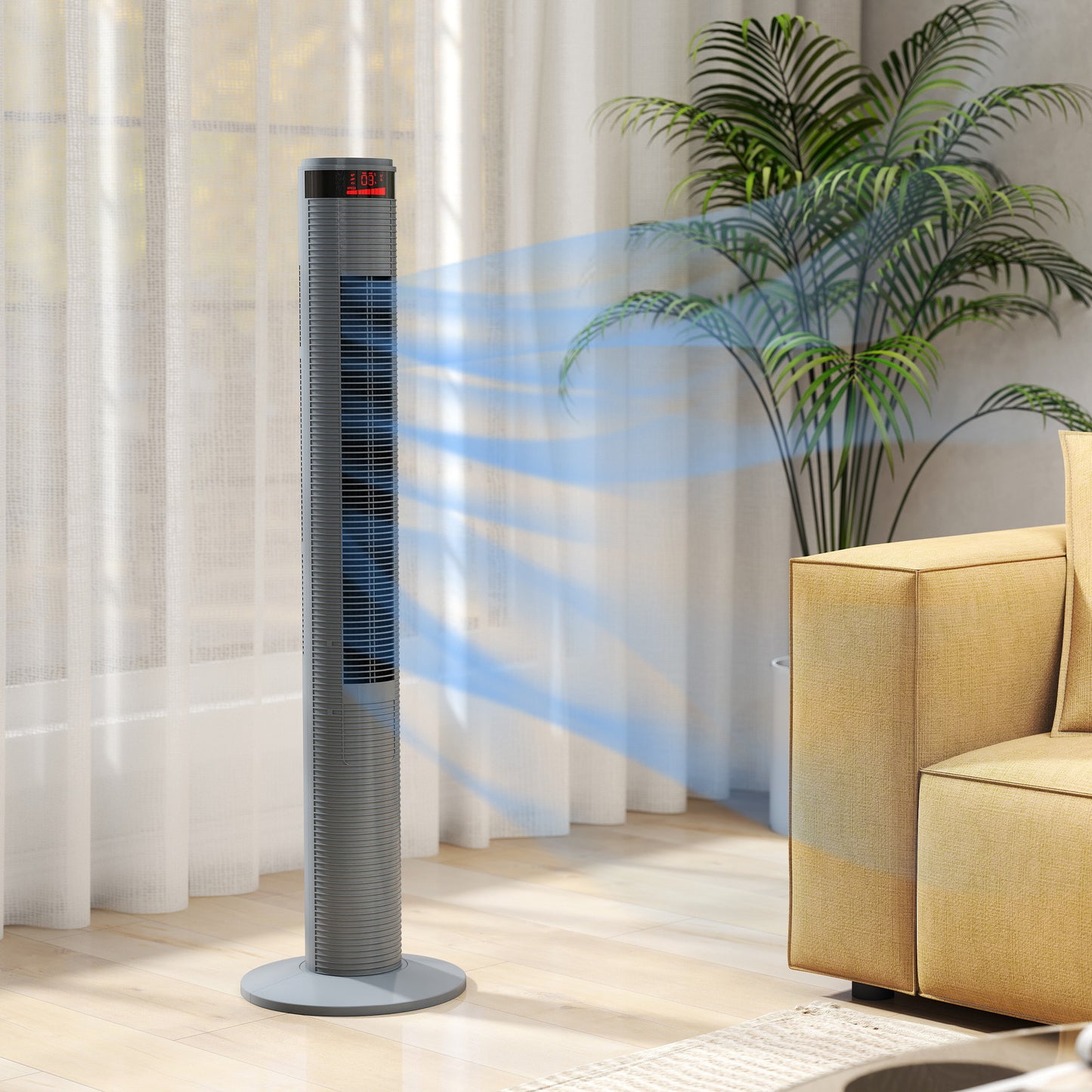 Oscillating Tower Fan Remote Control 3 Speed Modes Cooling Machine