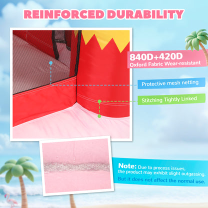 Kids Inflatable Bounce House with Blower for Indoor Outdoor, Pink