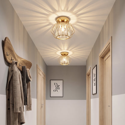 Set of 2 Crystal Ceiling Lights (E27 Bulbs Not Included) - Gold Tone