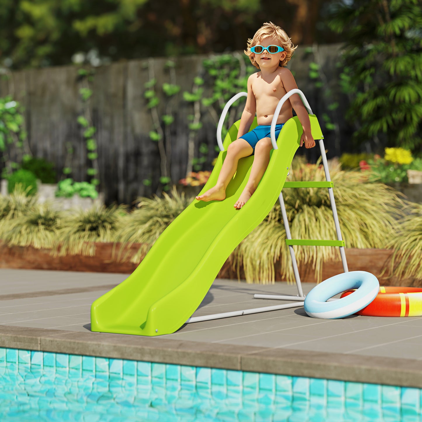 Wooden Kids Picnic Table, Sand and Water Table w/ Benches, Parasol