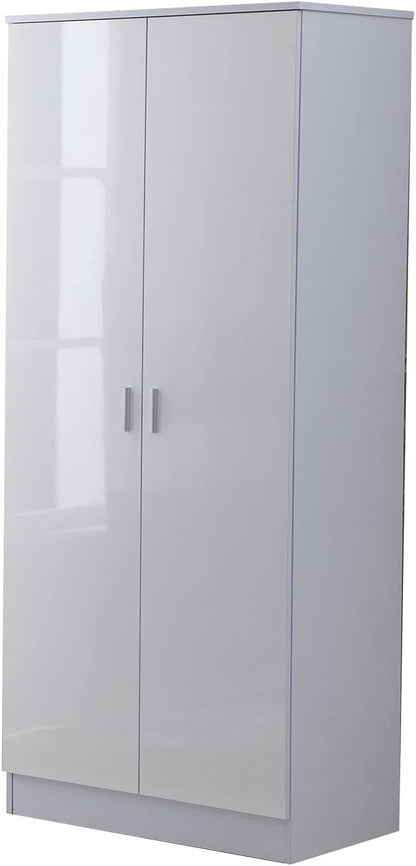 High Gloss 3 Piece Trio Bedroom Furniture Set Wardrobe + Chest Of Drawer + Bedside White