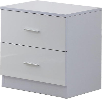 High Gloss 3 Piece Trio Bedroom Furniture Set Wardrobe + Chest Of Drawer + Bedside White