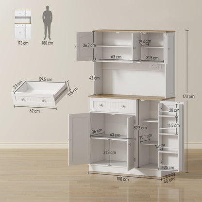 Pantry Storage Cabinet with Adjustable Shelves and 4 Door Racks