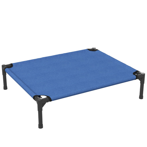 Elevated Pet Bed Portable Camping Raised Dog Bed w/ Metal Frame Blue (Medium)