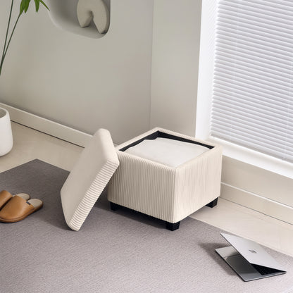 40 cm Ottoman Storage Box with Removable Lid, Foot Rest, Beige