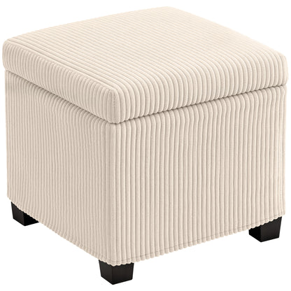 40 cm Ottoman Storage Box with Removable Lid, Foot Rest, Beige