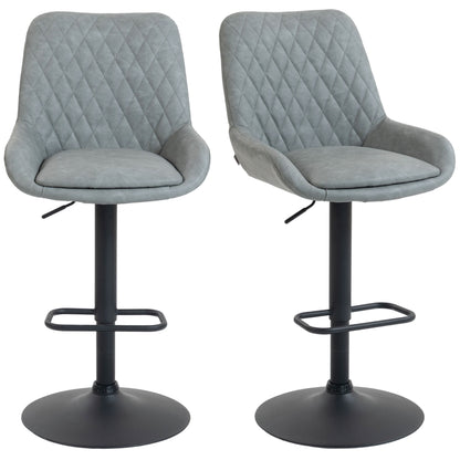 Bar Stools Set of 2, Adjustable Bar Chairs Swivel Light Grey