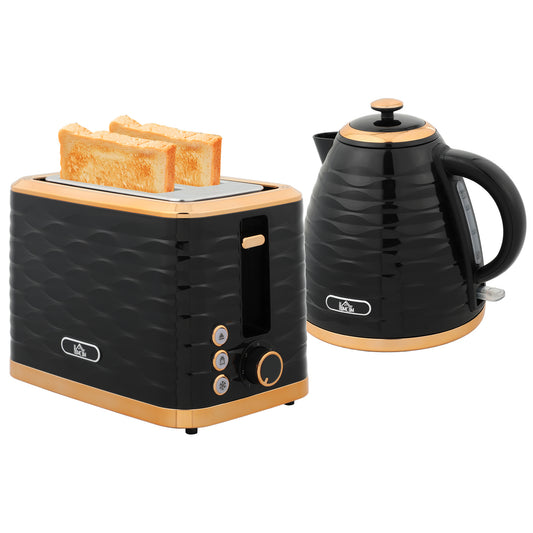Kettle and Toaster Set 1.7L Rapid Boil Kettle & 2 Slice Toaster Black