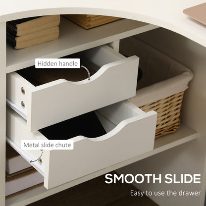 L-Shaped Corner Computer Desk Study Table w/ Storage Shelf - White