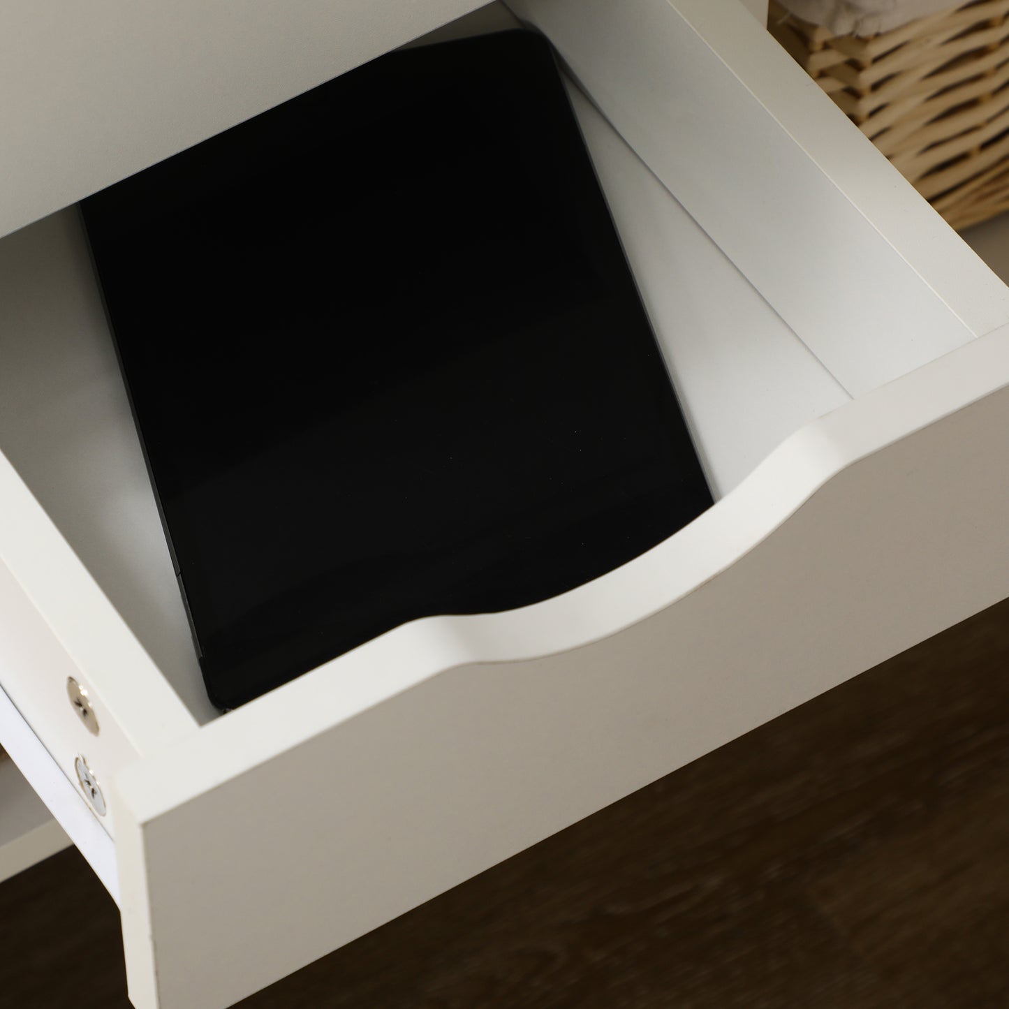 L-Shaped Corner Computer Desk Study Table w/ Storage Shelf - White