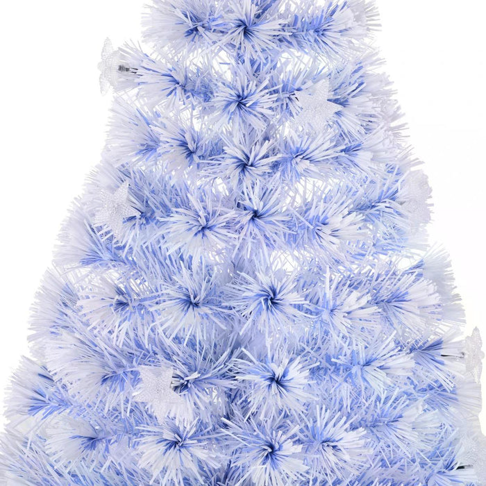 Artificial Fibre Optic Christmas Tree w/ 26 LED Lights Pre-Lit White Blue 4FT