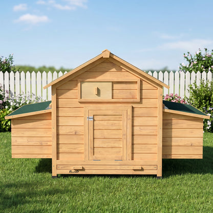 Chicken Coop with Nesting Box, Openable Top, Pull-Out Tray, Yellow