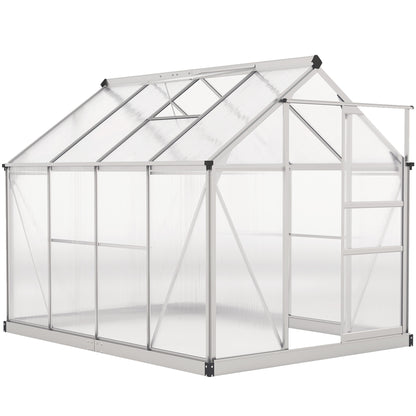 6x8ft Walk-In Polycarbonate Greenhouse Plant Grow Galvanised Aluminium