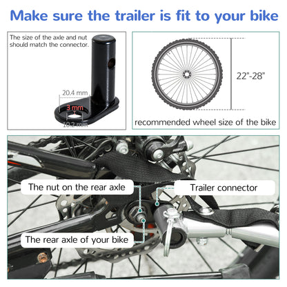 18m+ 2-Seat Child Bike Trailer for Kid w/ Steel Frame Seat Belt Blue