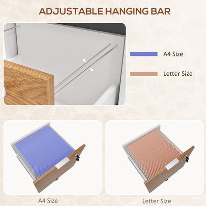 2 Drawer Filing Cabinet with Adjustable Hanging Bars for A4 and Letter