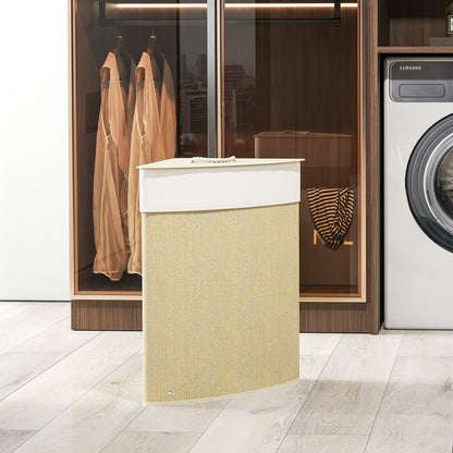 55L Laundry Hamper with Removable Washable Liner Bag, Nature Wood Finish